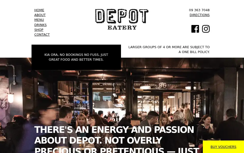 Screenshot of eatatdepot.co.nz