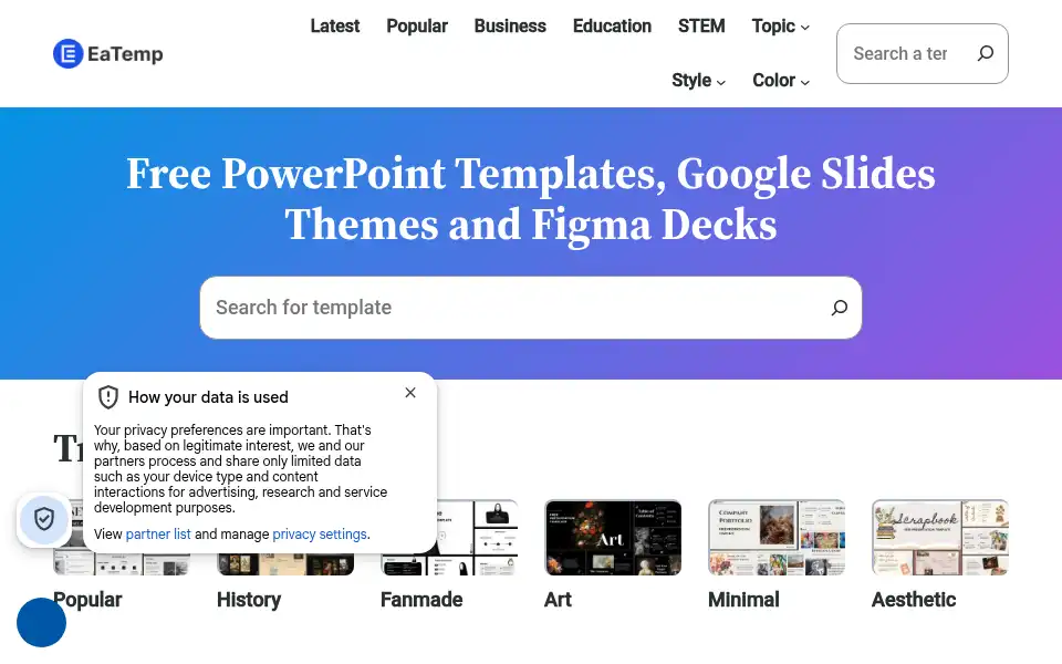 Screenshot of eatemp.com