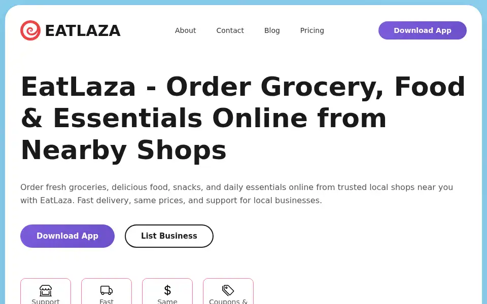Screenshot of eatlaza.com