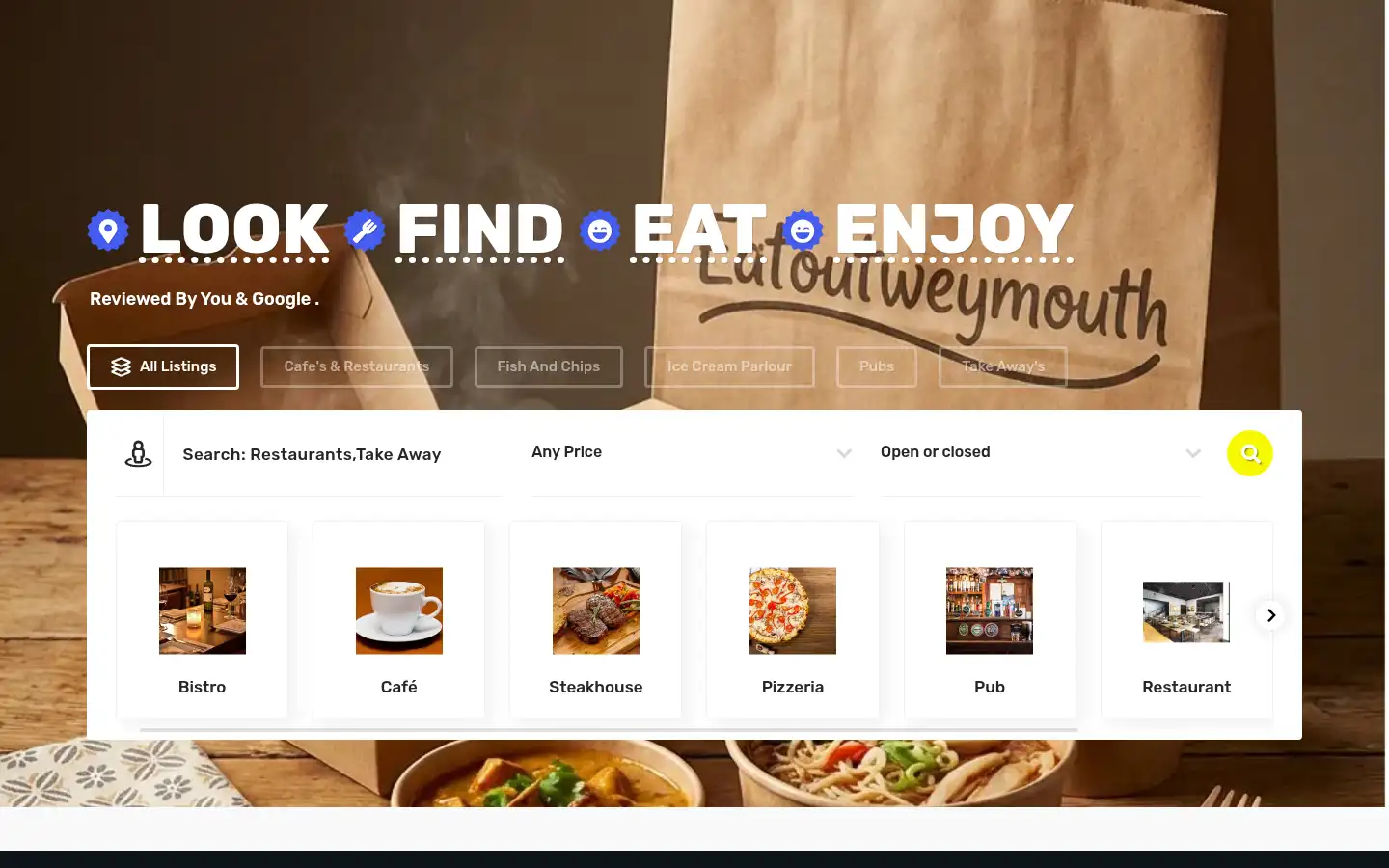 Screenshot of eatoutweymouth.co.uk