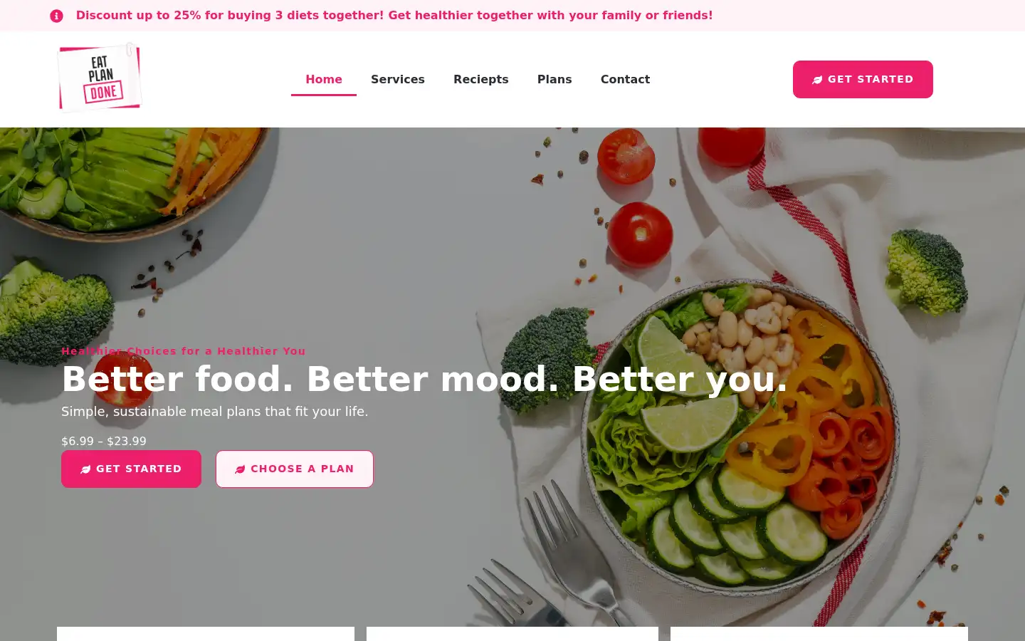 Screenshot of eatplandone.com