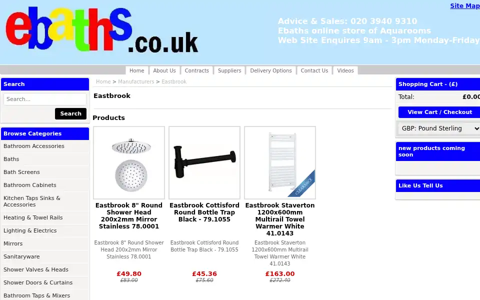 Screenshot of ebaths.co.uk