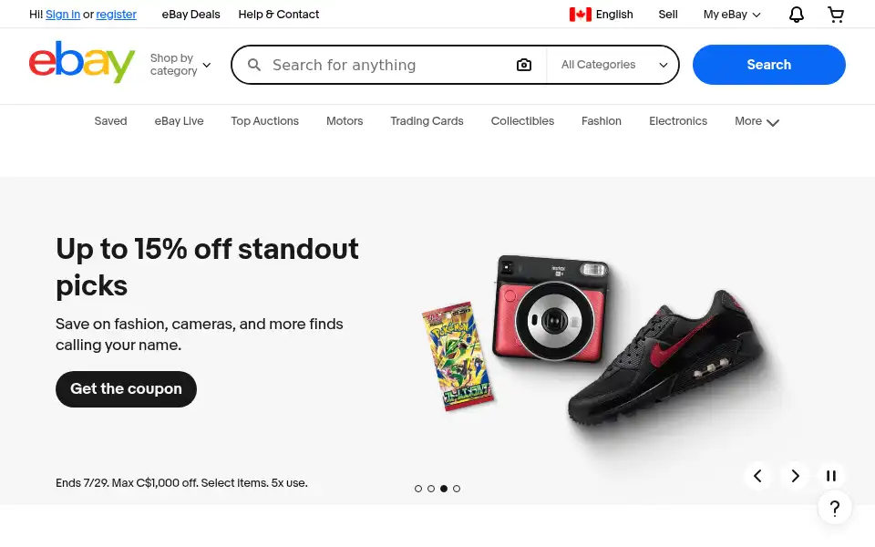 Screenshot of ebay.ca