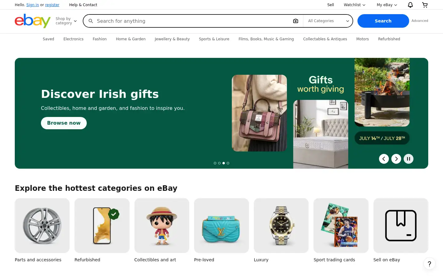 Screenshot of ebay.ie