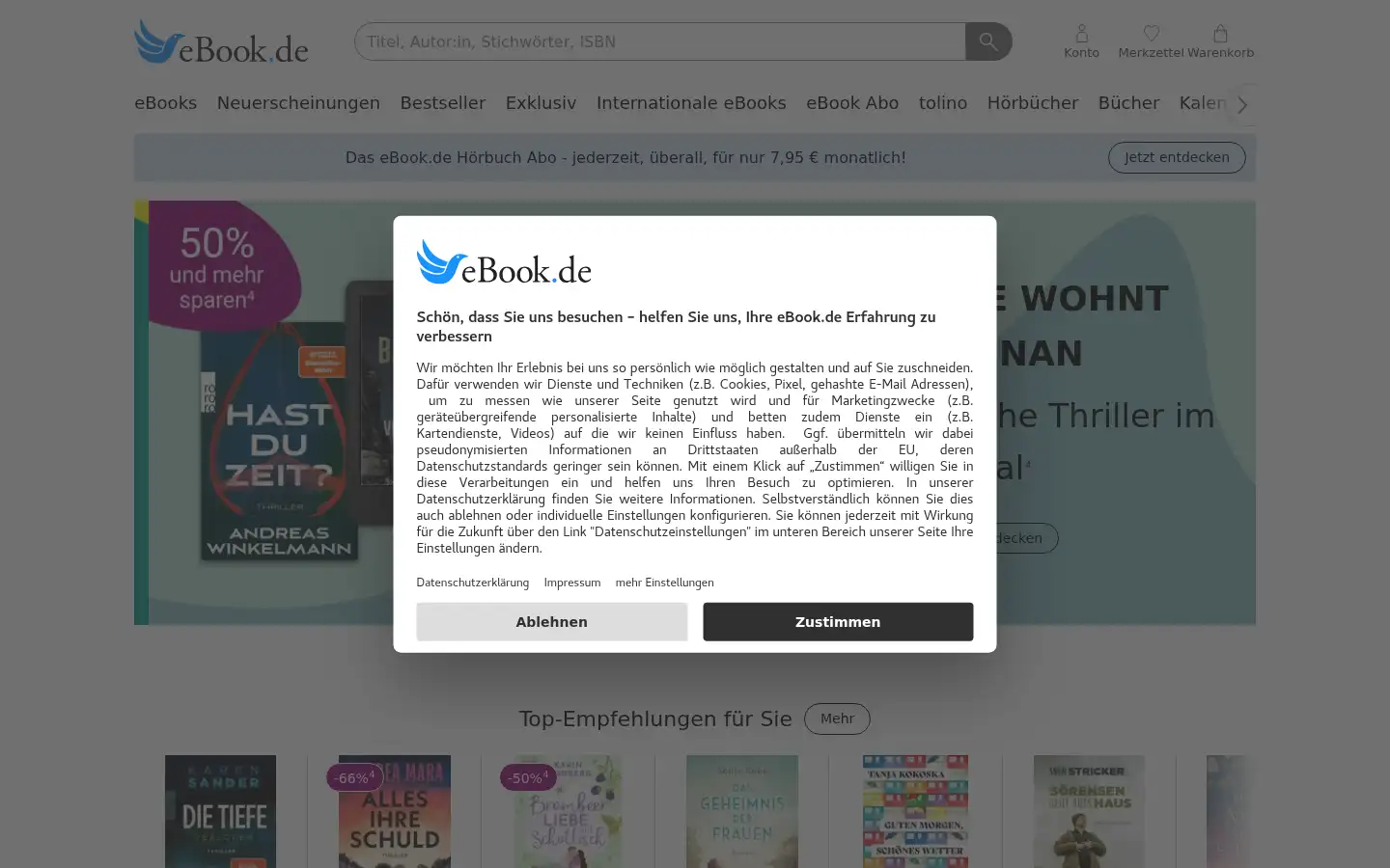 Screenshot of ebook.de