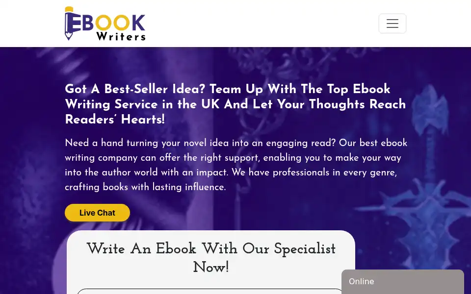 Screenshot of ebookwriters.co.uk