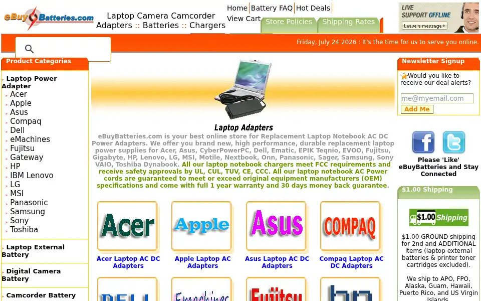 Screenshot of ebuybatteries.com