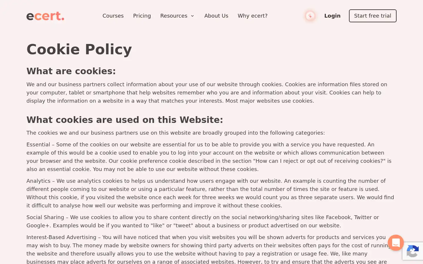 Screenshot of ecerttraining.co.uk