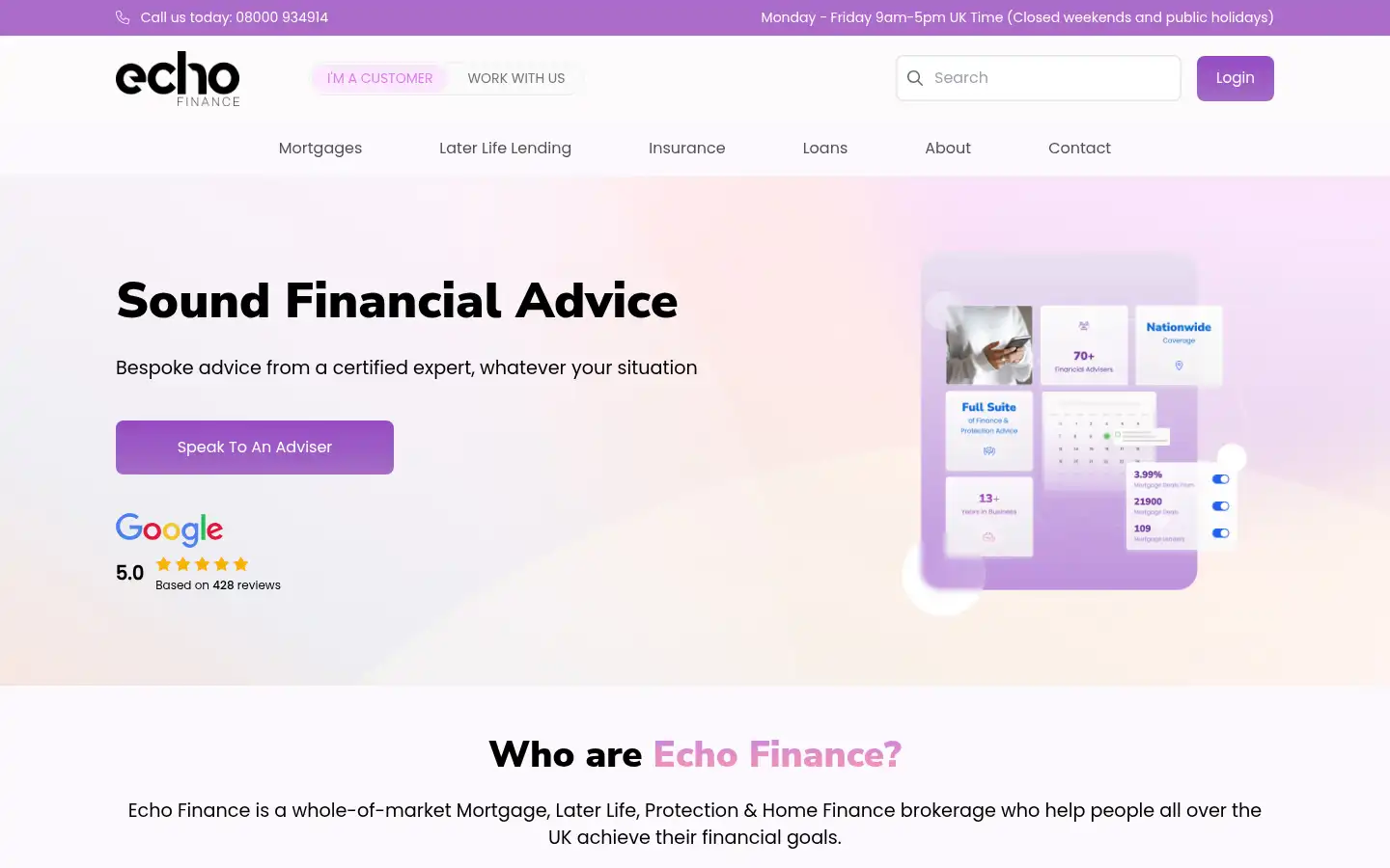 Screenshot of echofinance.co.uk