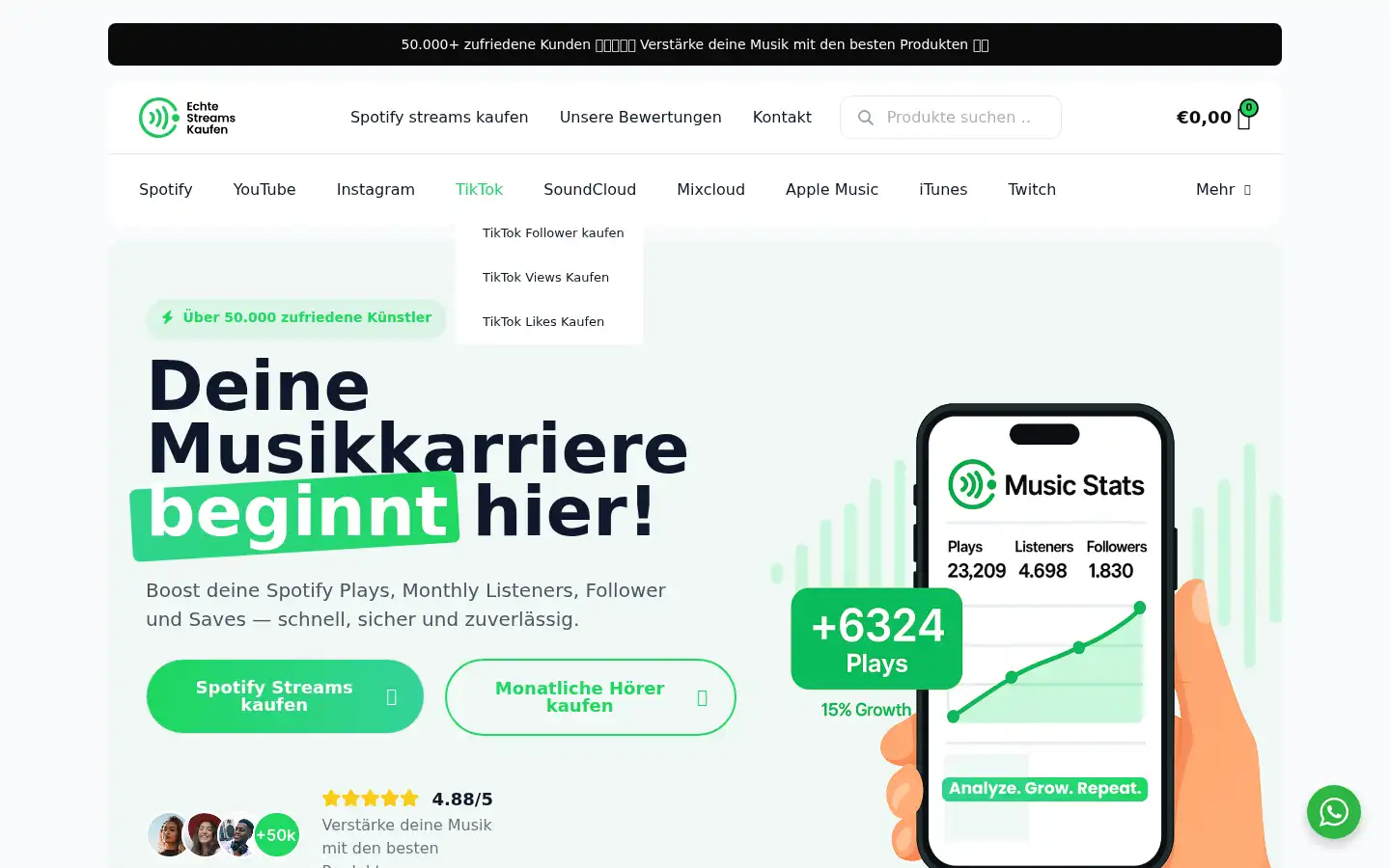 Screenshot of echte-streams-kaufen.de