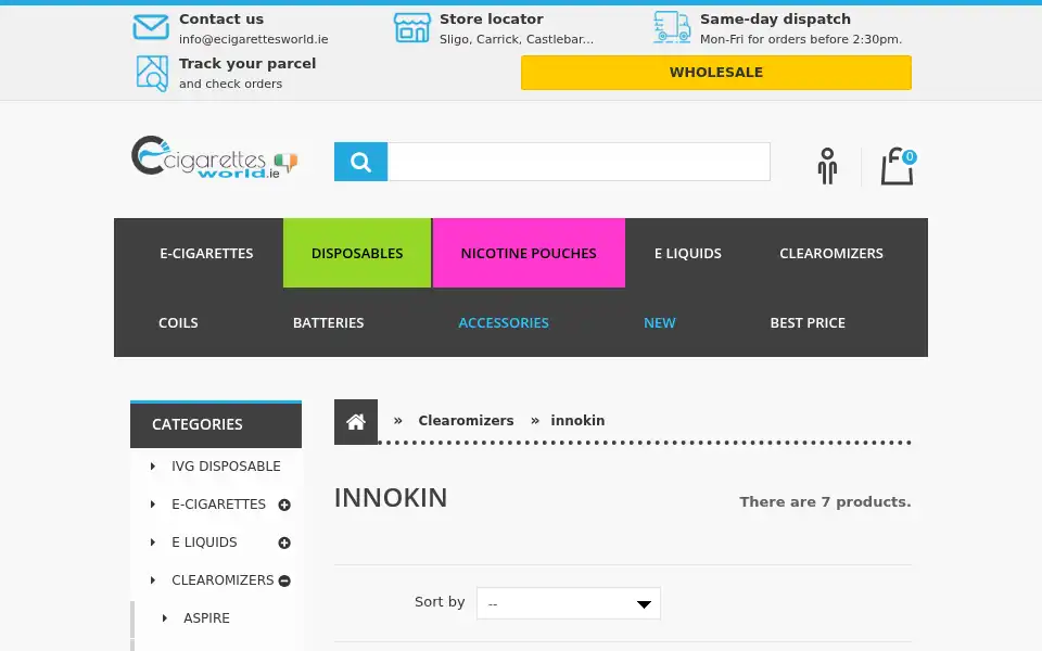 Screenshot of ecigarettesworld.ie