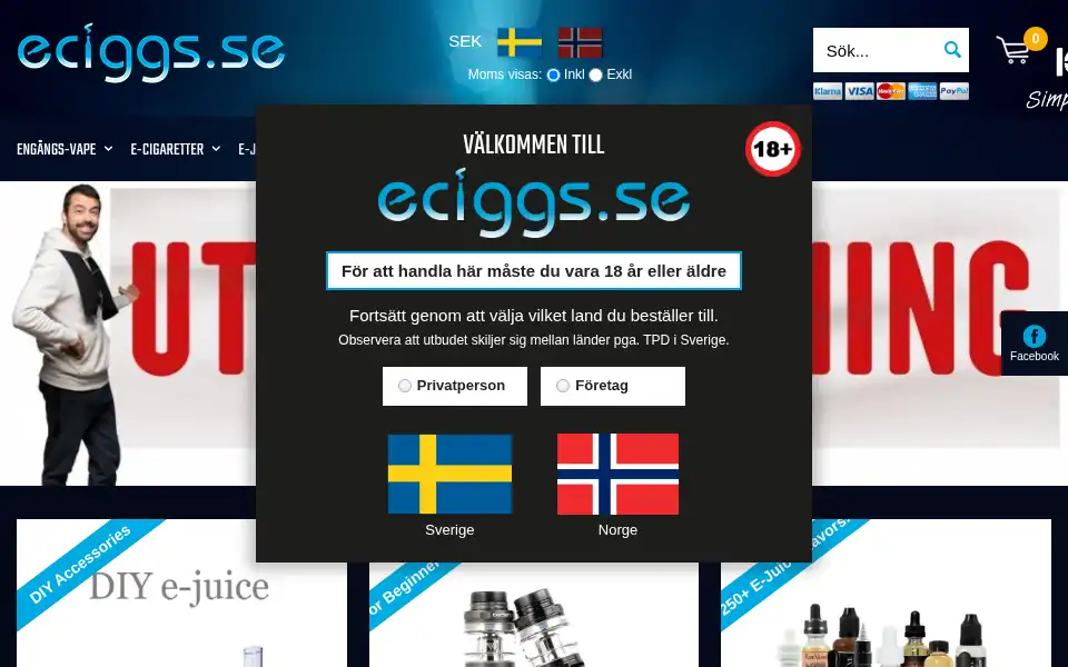 Screenshot of eciggs.se