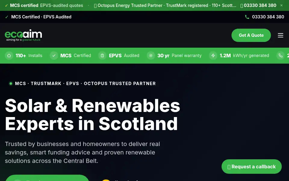 Screenshot of ecoaim.co.uk