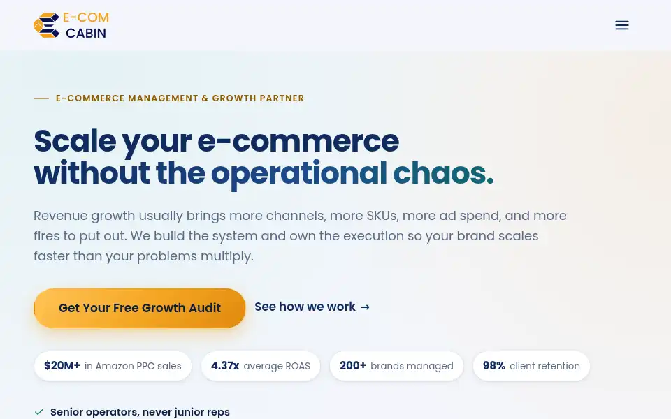 Screenshot of ecomcabin.com