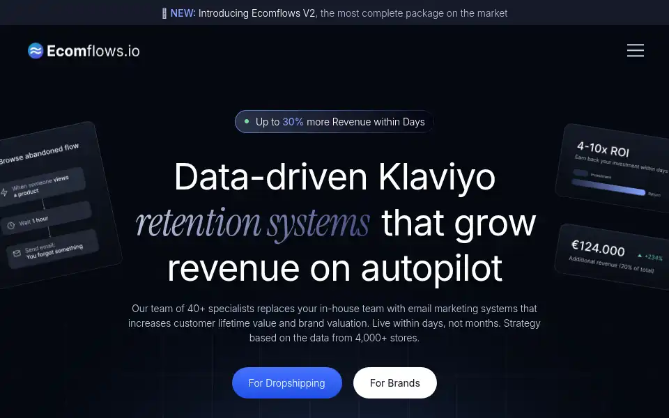 Screenshot of ecomflows.io