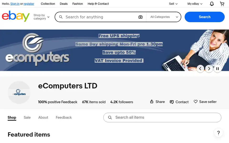 Screenshot of ecomputers.uk.com