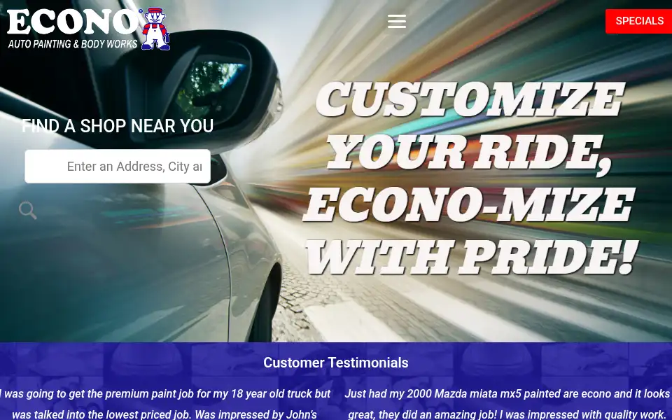 Screenshot of econopaintscars.com