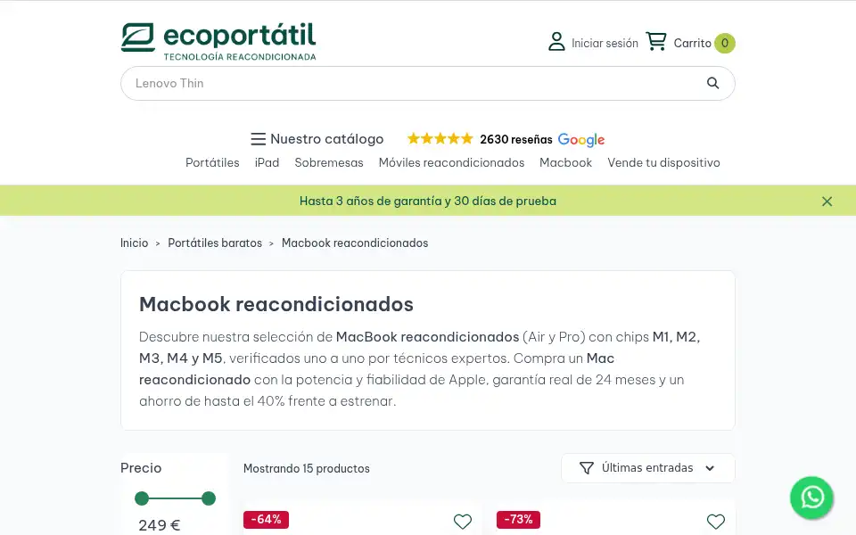 Screenshot of ecoportatil.es
