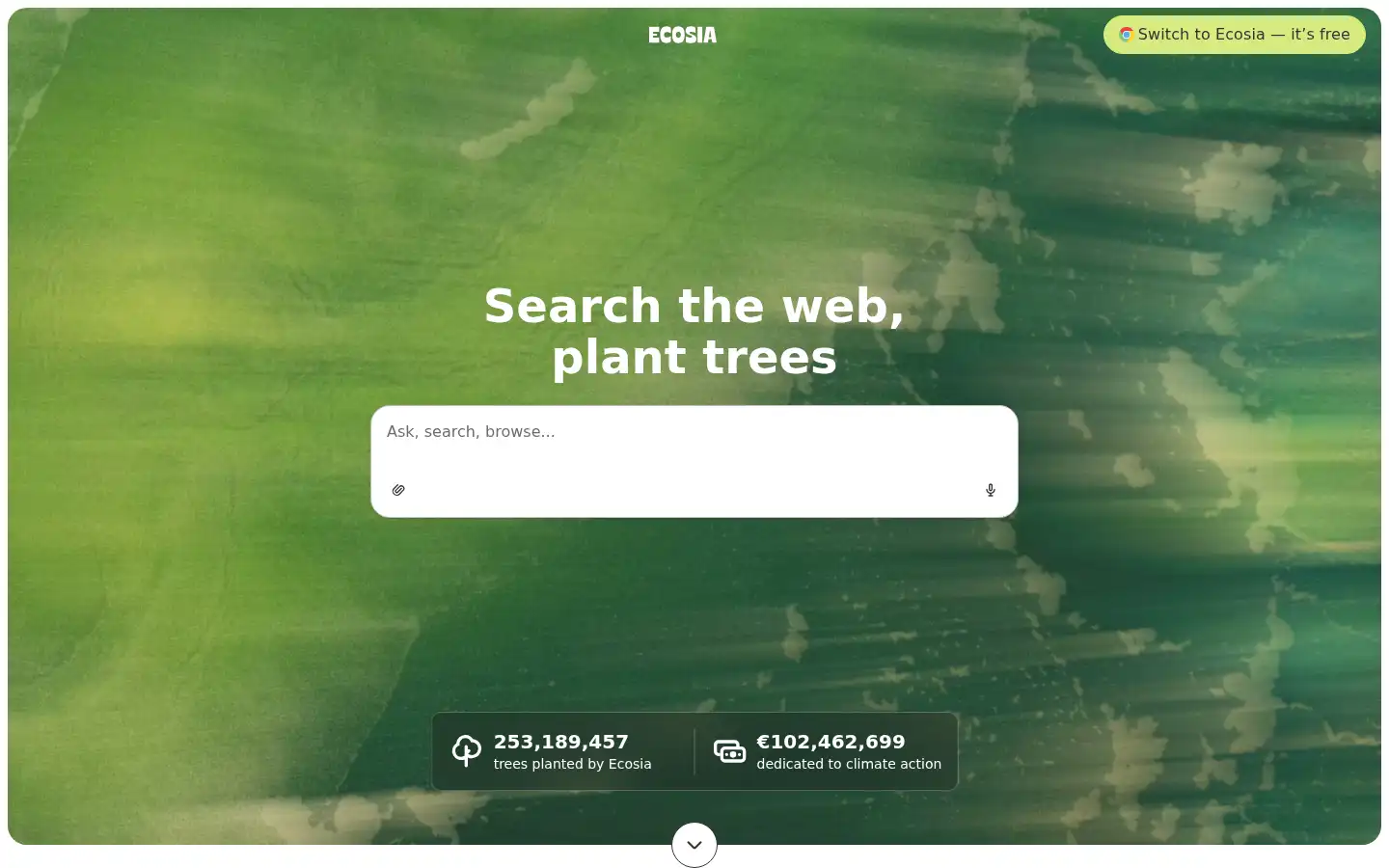 Screenshot of ecosia.org