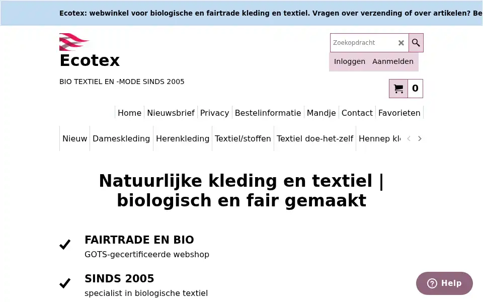 Screenshot of ecotex.nl