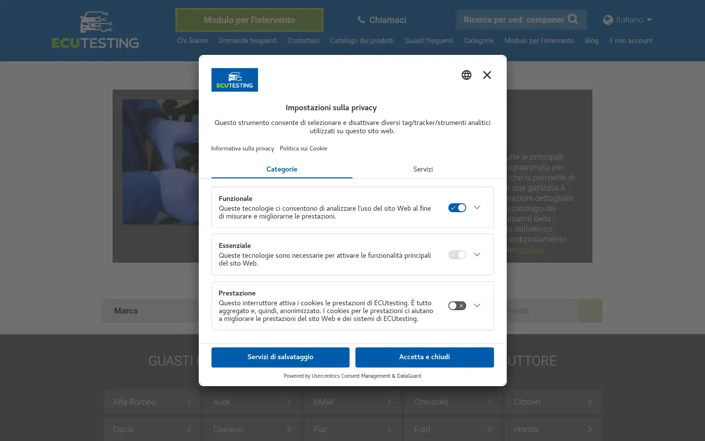 Screenshot of ecutesting.it