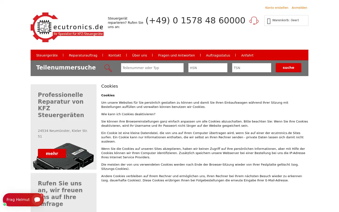 Screenshot of ecutronics.de