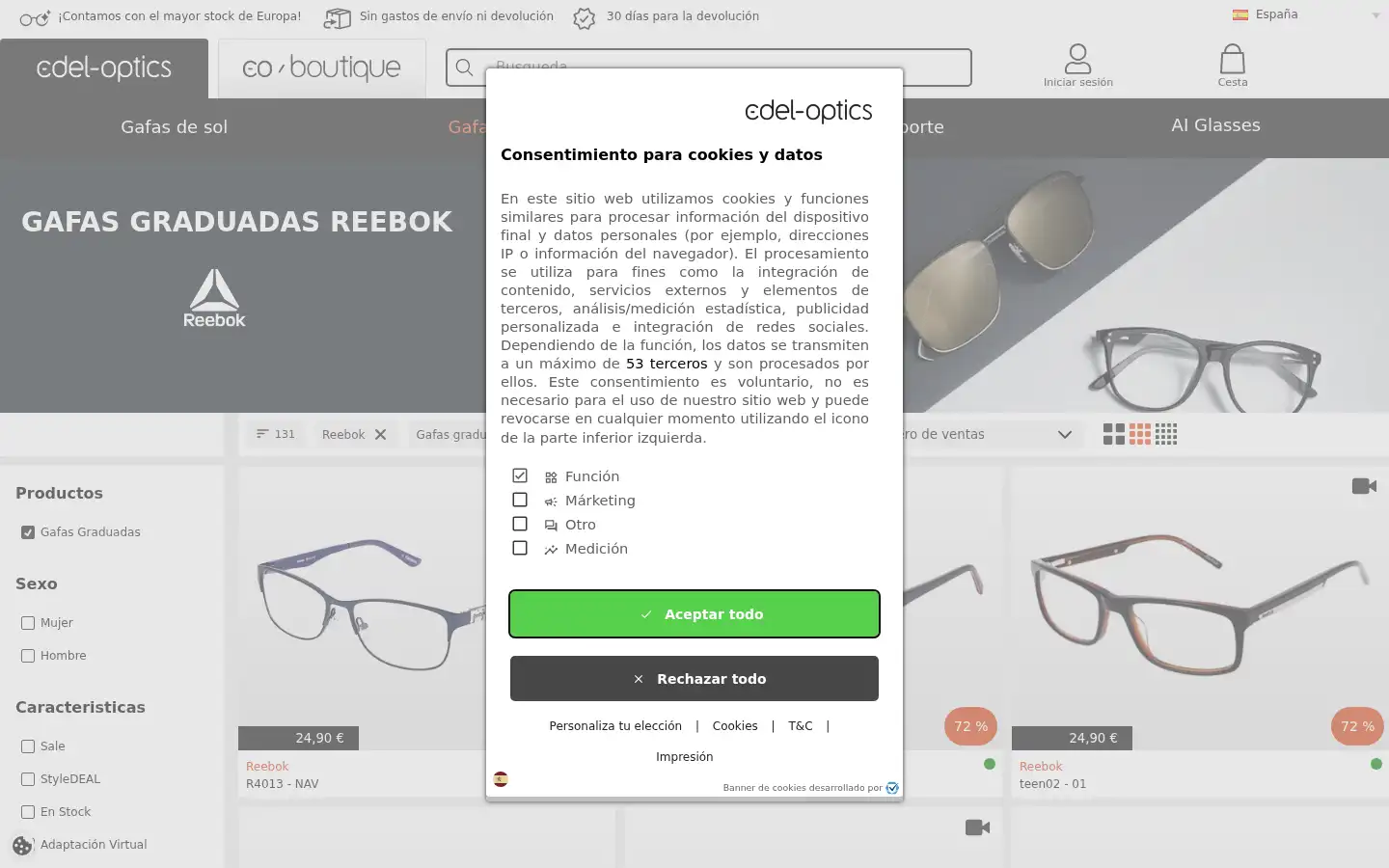 Screenshot of edel-optics.es