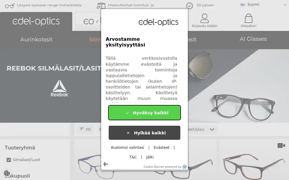 Screenshot of edel-optics.fi