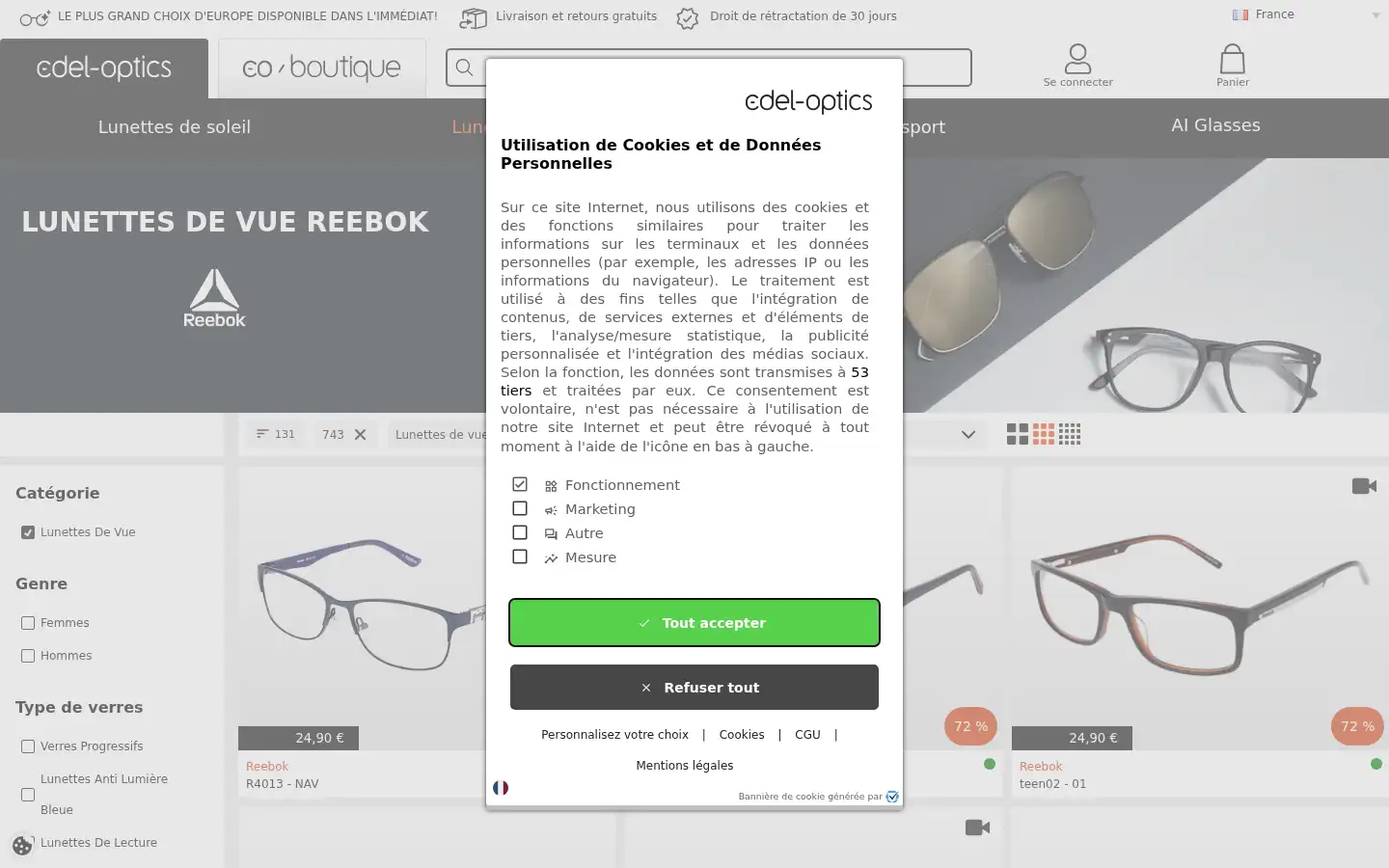 Screenshot of edel-optics.fr