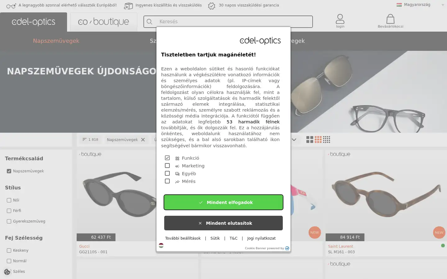 Screenshot of edel-optics.hu