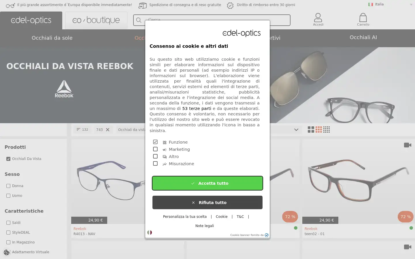 Screenshot of edel-optics.it