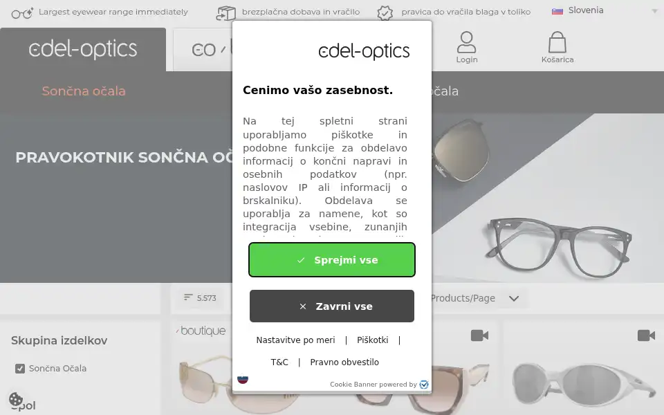 Screenshot of edel-optics.si