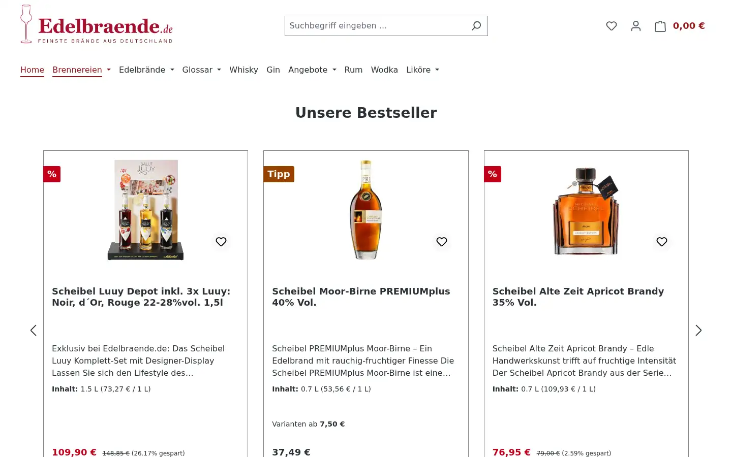 Screenshot of edelbraende.de