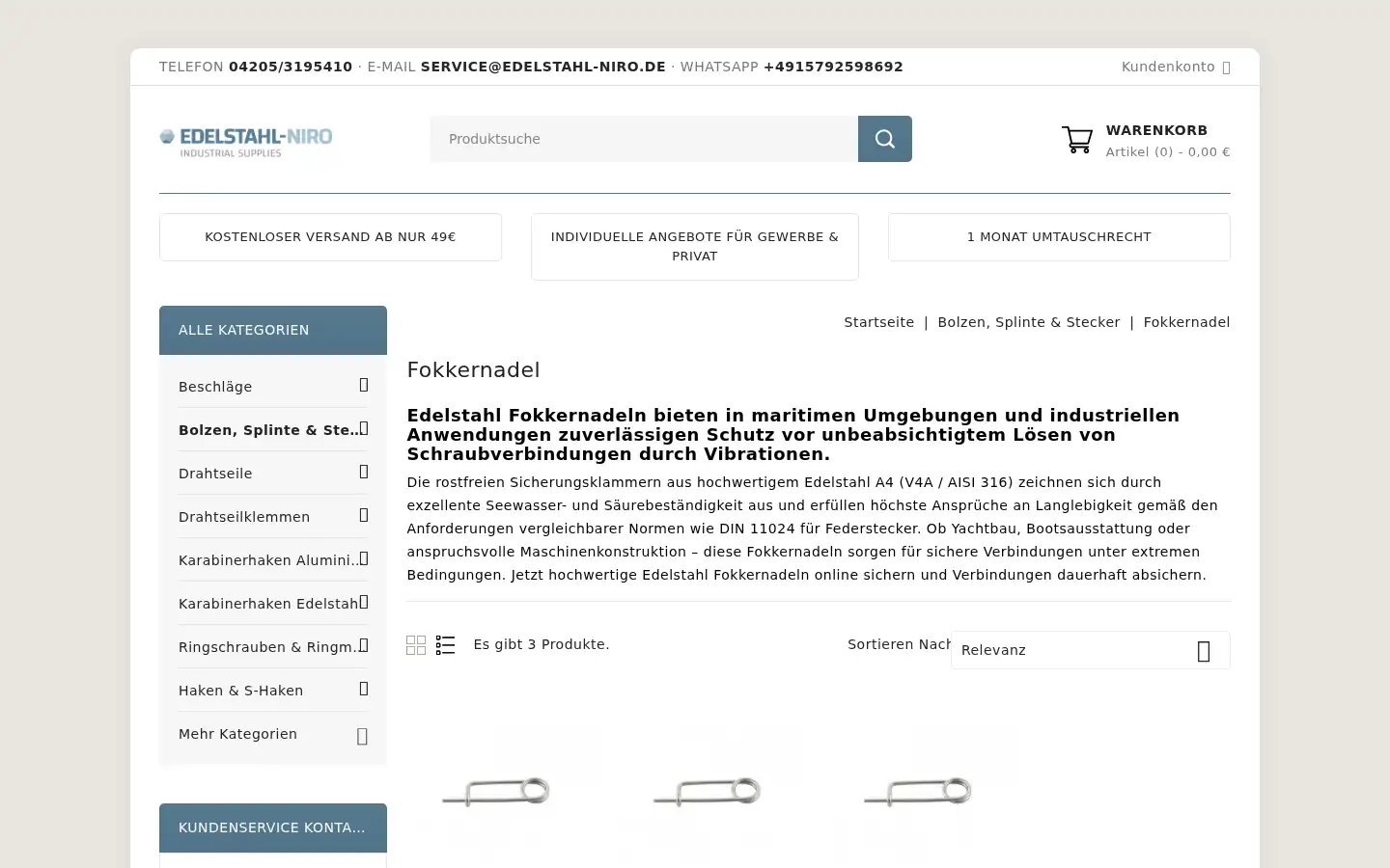 Screenshot of edelstahl-niro.de