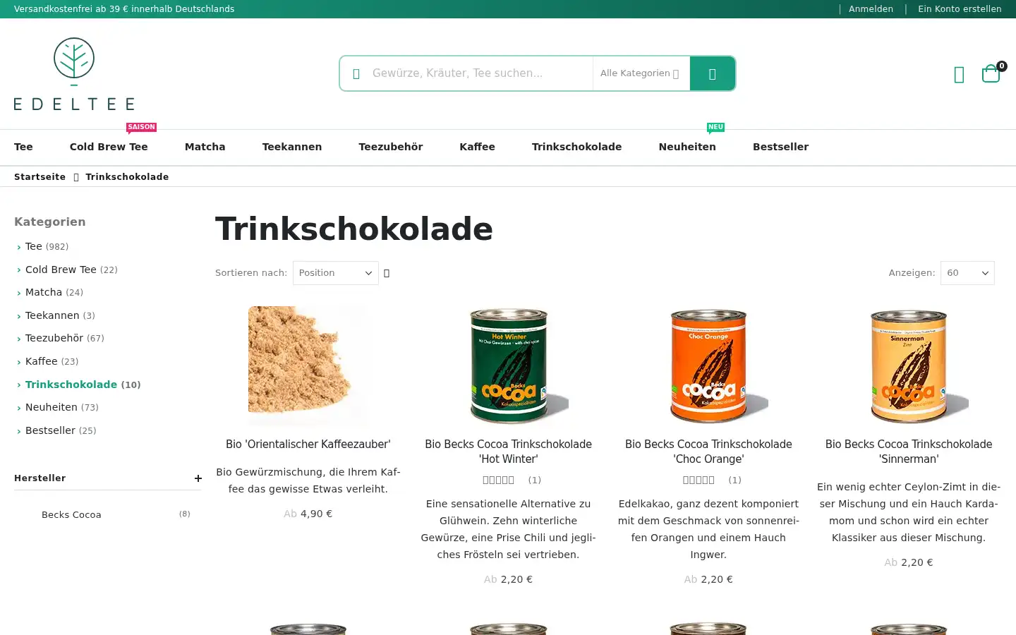Screenshot of edeltee.de