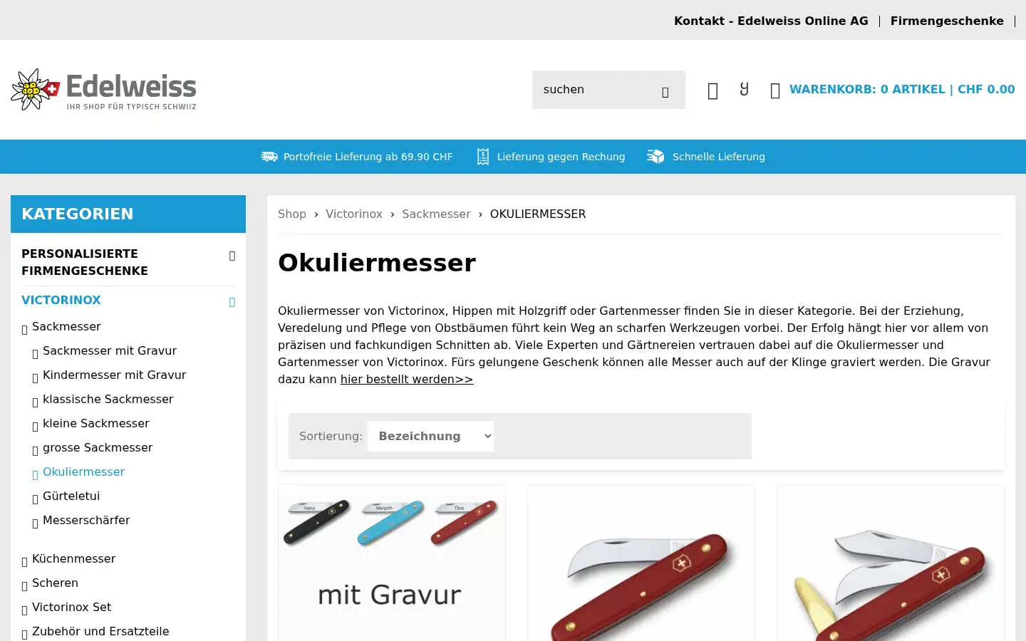 Screenshot of edelweiss.ch