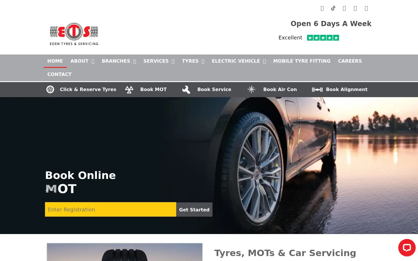 Screenshot of edentyres.com