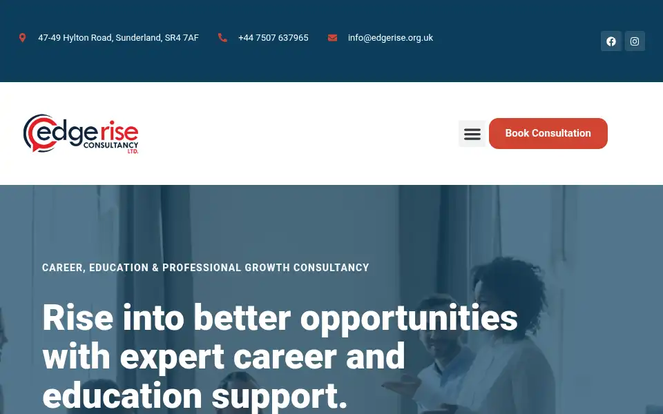 Screenshot of edgerise.org.uk