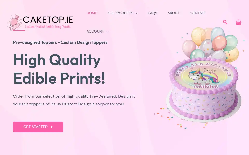 Screenshot of ediblecaketoppers.ie