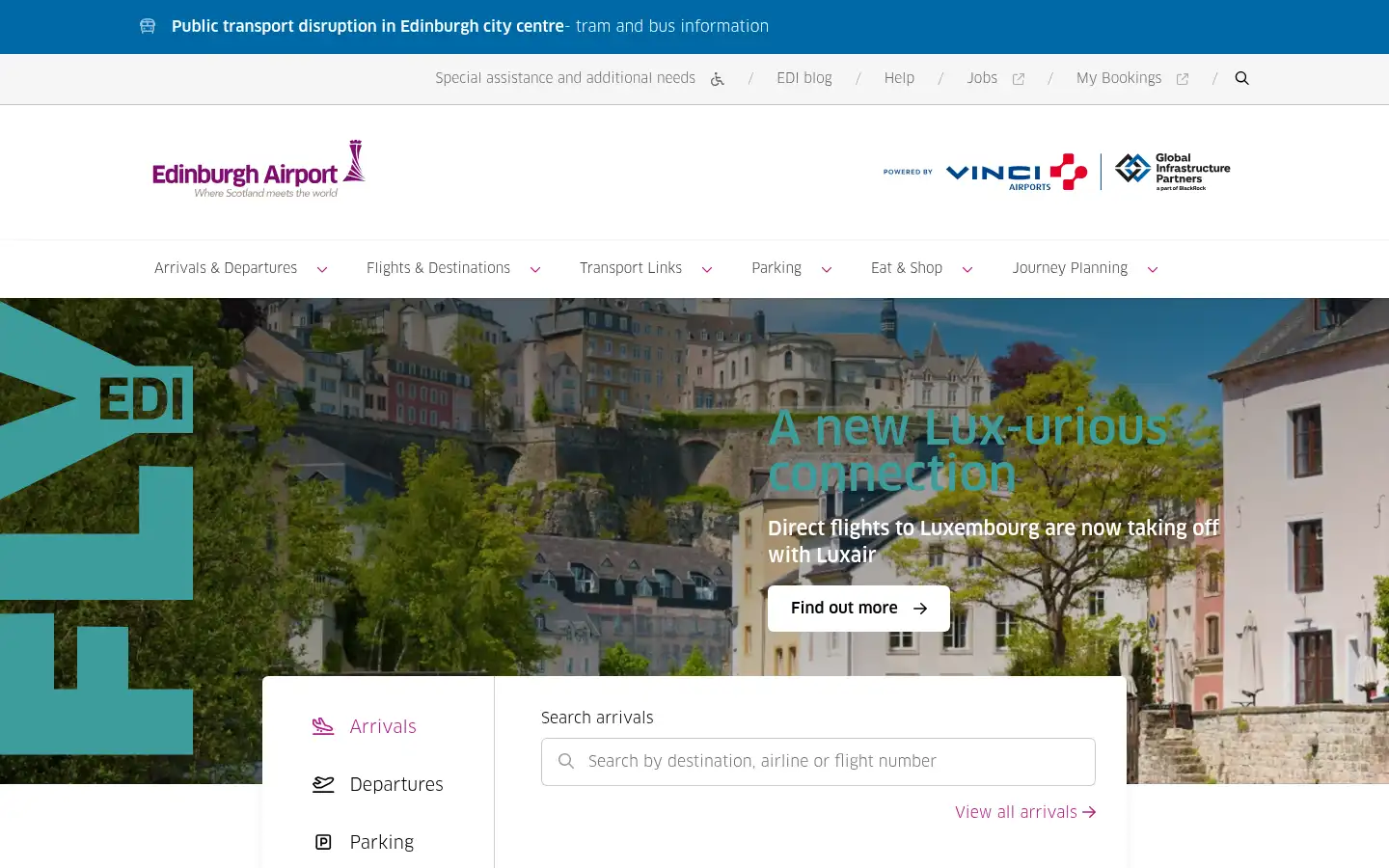 Screenshot of edinburghairport.com