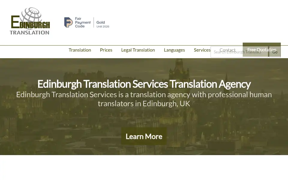 Screenshot of edinburghtranslation.co.uk