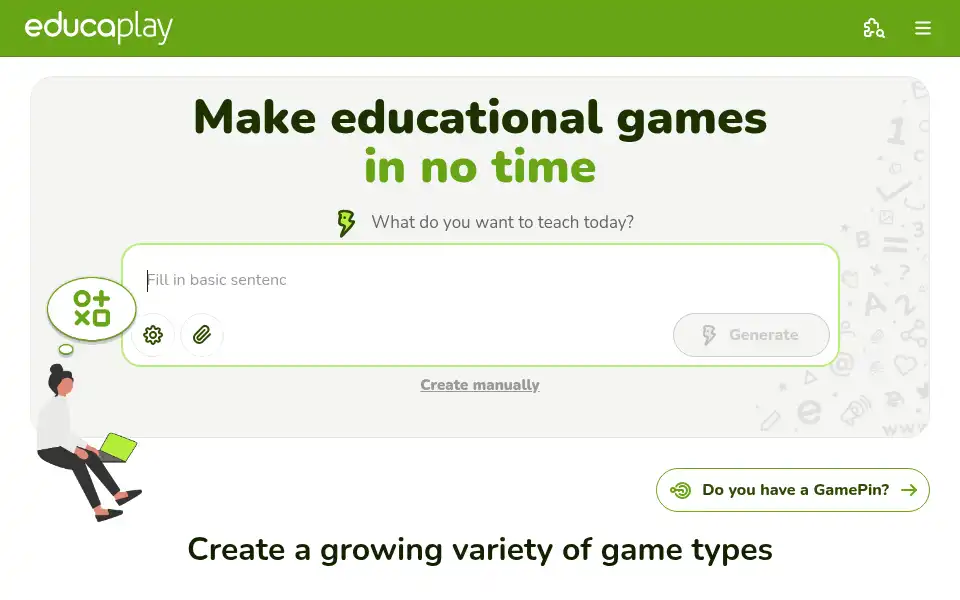 Screenshot of educaplay.com