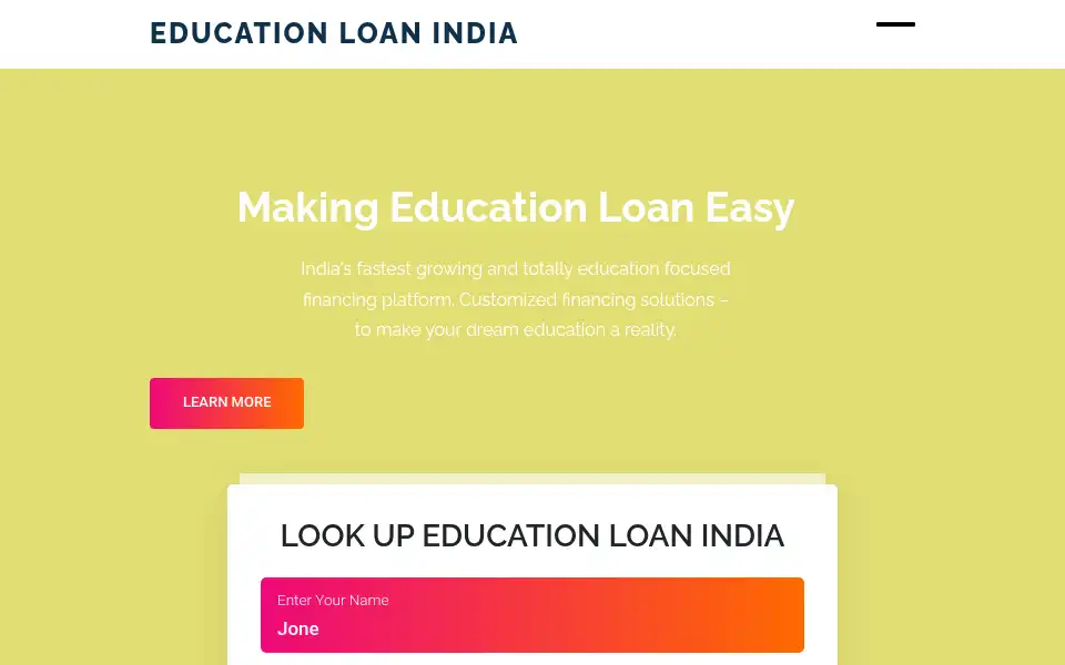 Screenshot of educationloanindia.com