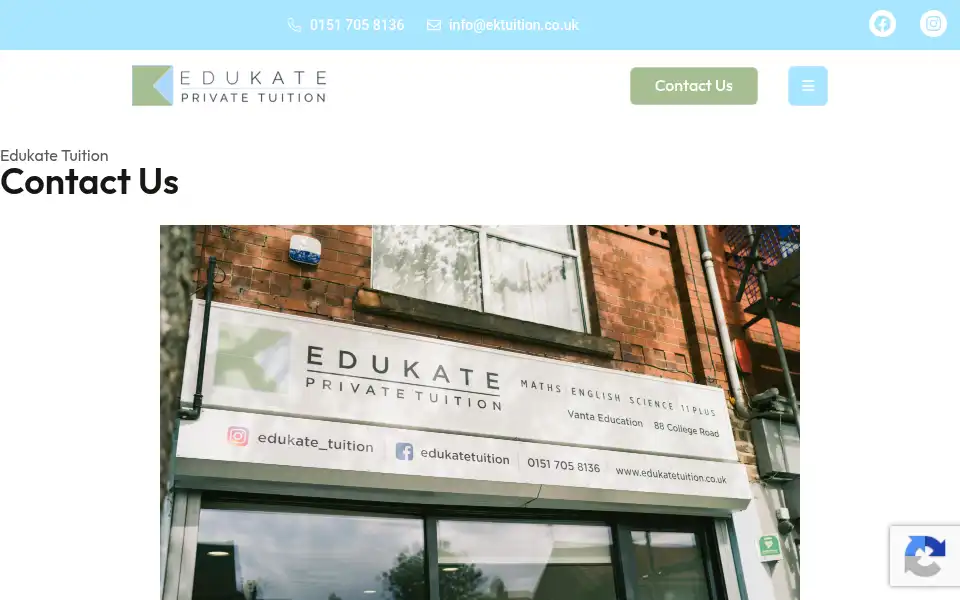 Screenshot of edukatetuition.co.uk
