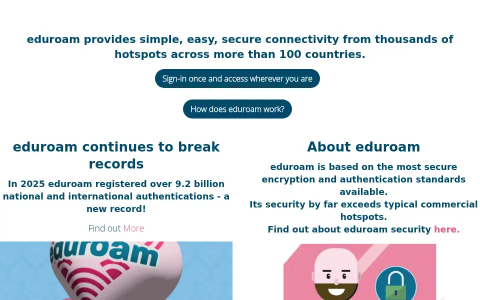 Screenshot of eduroam.org