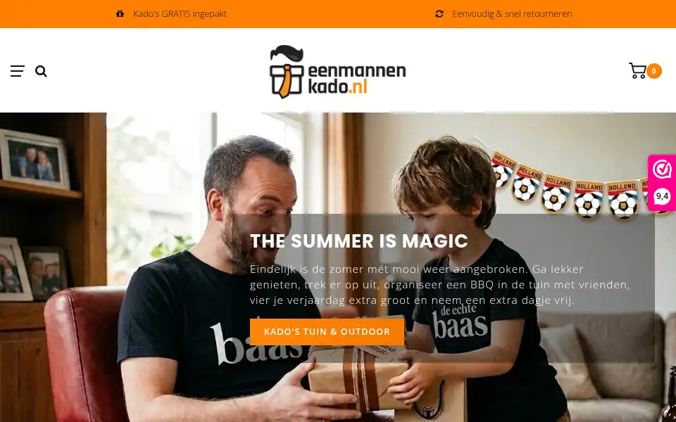 Screenshot of eenmannenkado.nl