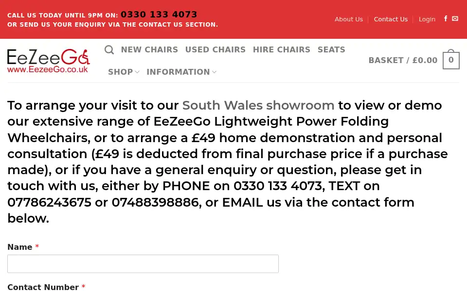 Screenshot of eezeego.co.uk
