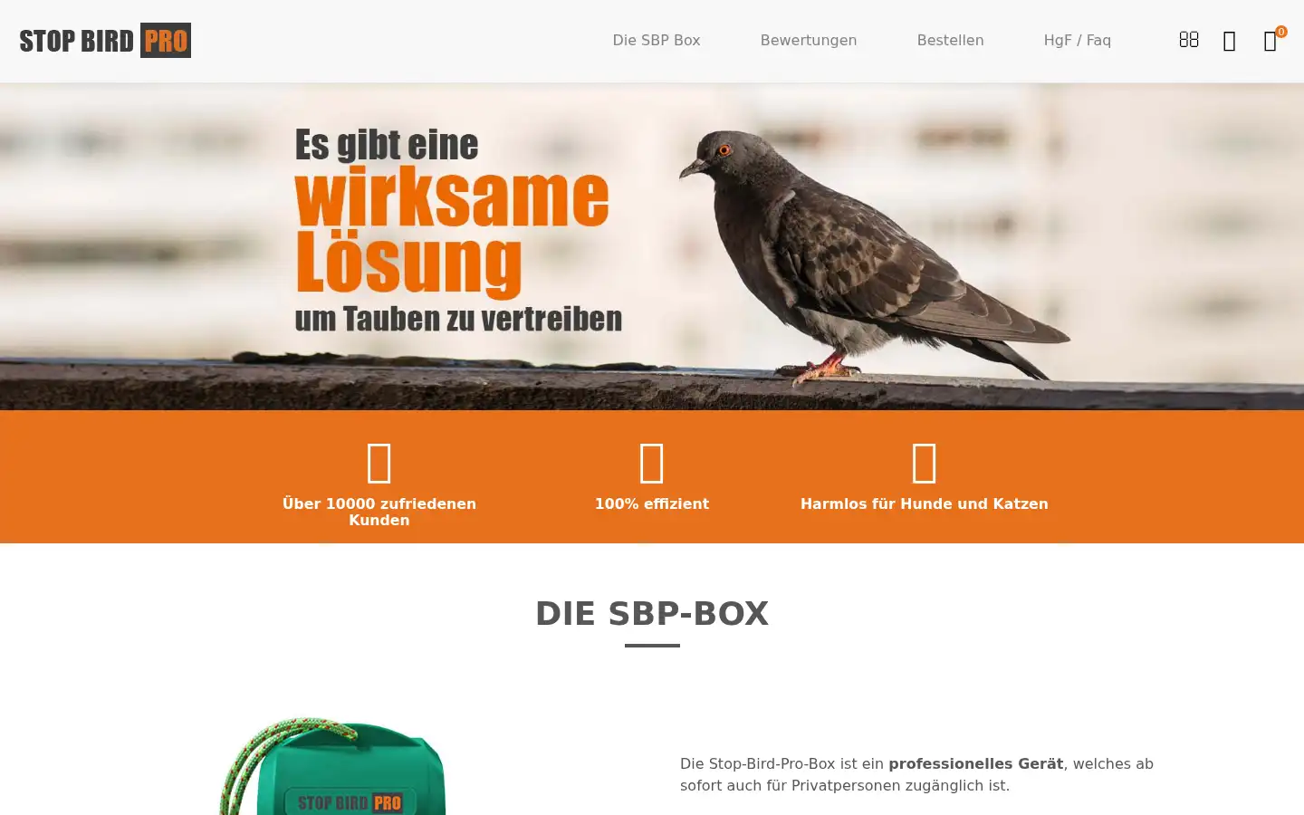 Screenshot of effiziente-taubenabwehr.de