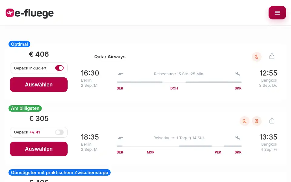Screenshot of efluege.com