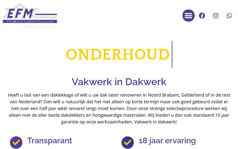 Screenshot of efmdakonderhoud.nl